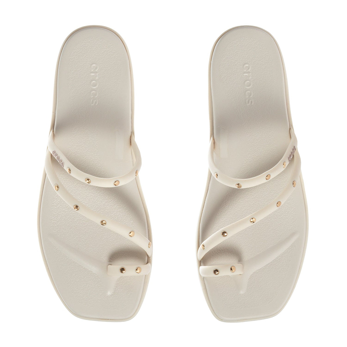 Crocs Women's Studded Miami Toe Loop Sandal - Almond Tint