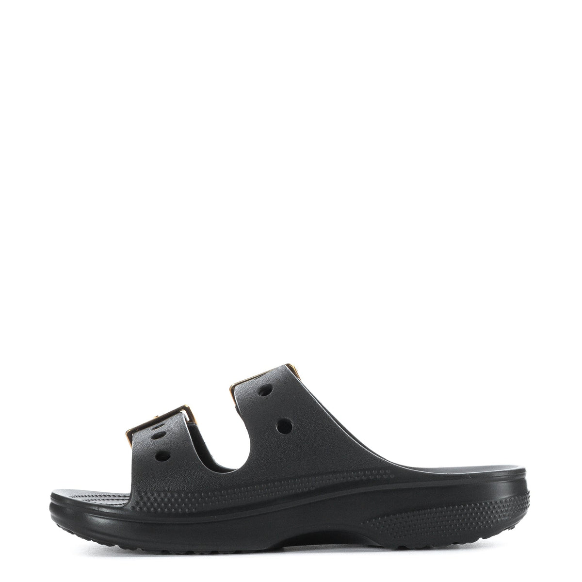 Crocs Women's Saturday Metallic Buckle Sandal - Black / Gold